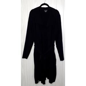 City Chic Black Cardigan Belted Long Sweater Size 18 Pockets